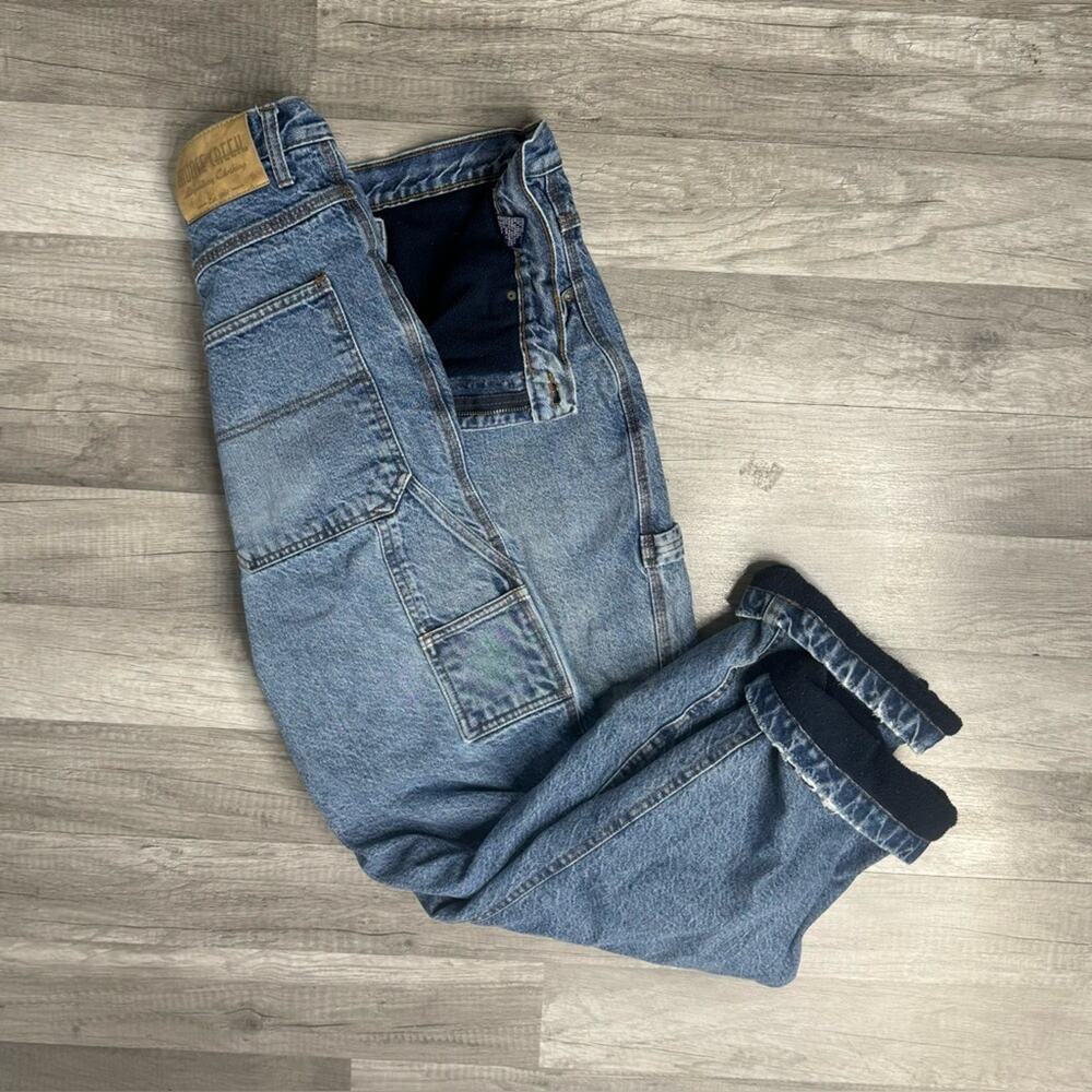 Vintage Lined Carpenter Jeans Size 38X32 Workwear Winter Distressed Moose Creek